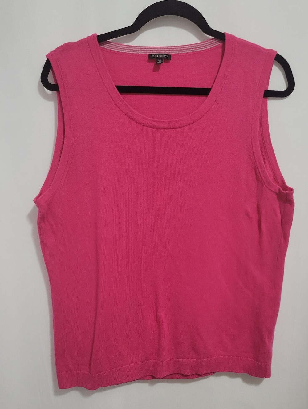 Talbots Bright Pink Sleeveless Tank Top, Cashmere Blend, Size XL